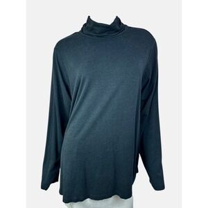 Lands End Navy Blue Turtleneck Womens Top Sz 1X Long Sleeve Rayon/Cotton/Spandex